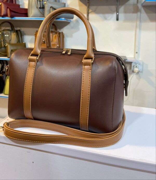 Duffle style big handbag deep brown