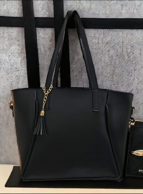 leather right black tote bag