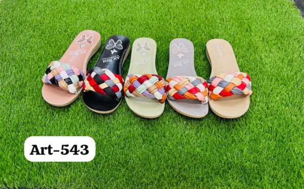 multi color braided design slipper