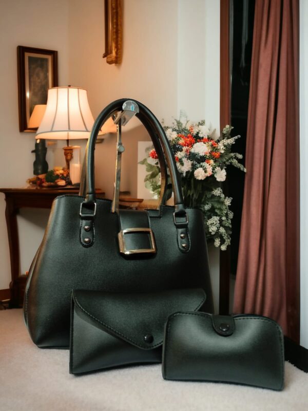 leather right black bag set for ladies