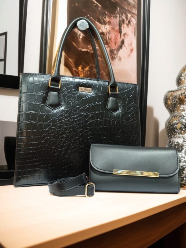 Croco Leather big size tote bag with mobile pouch